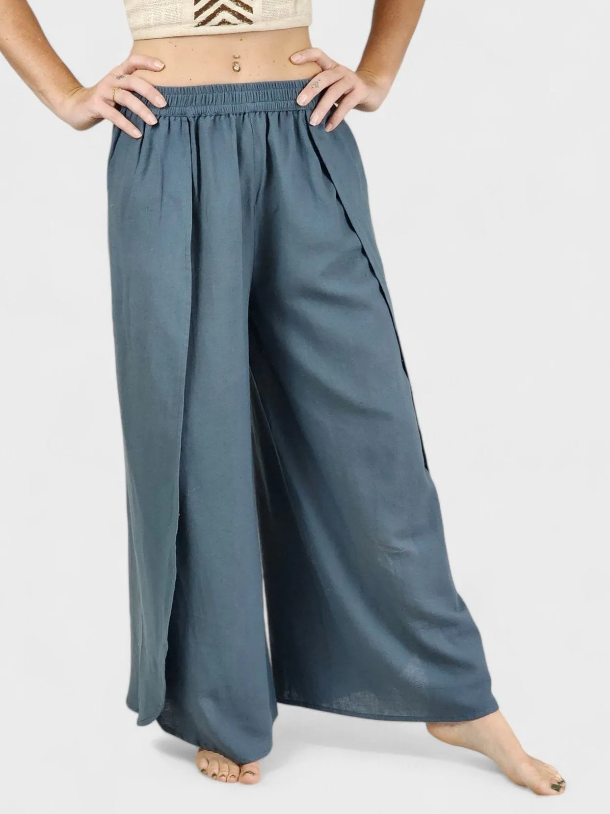 Denim Blue Jute Fly Away Trouser