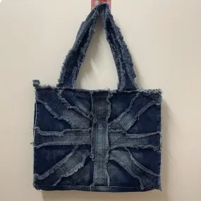 Distressed Dark Wash Oversized Denim Handbag