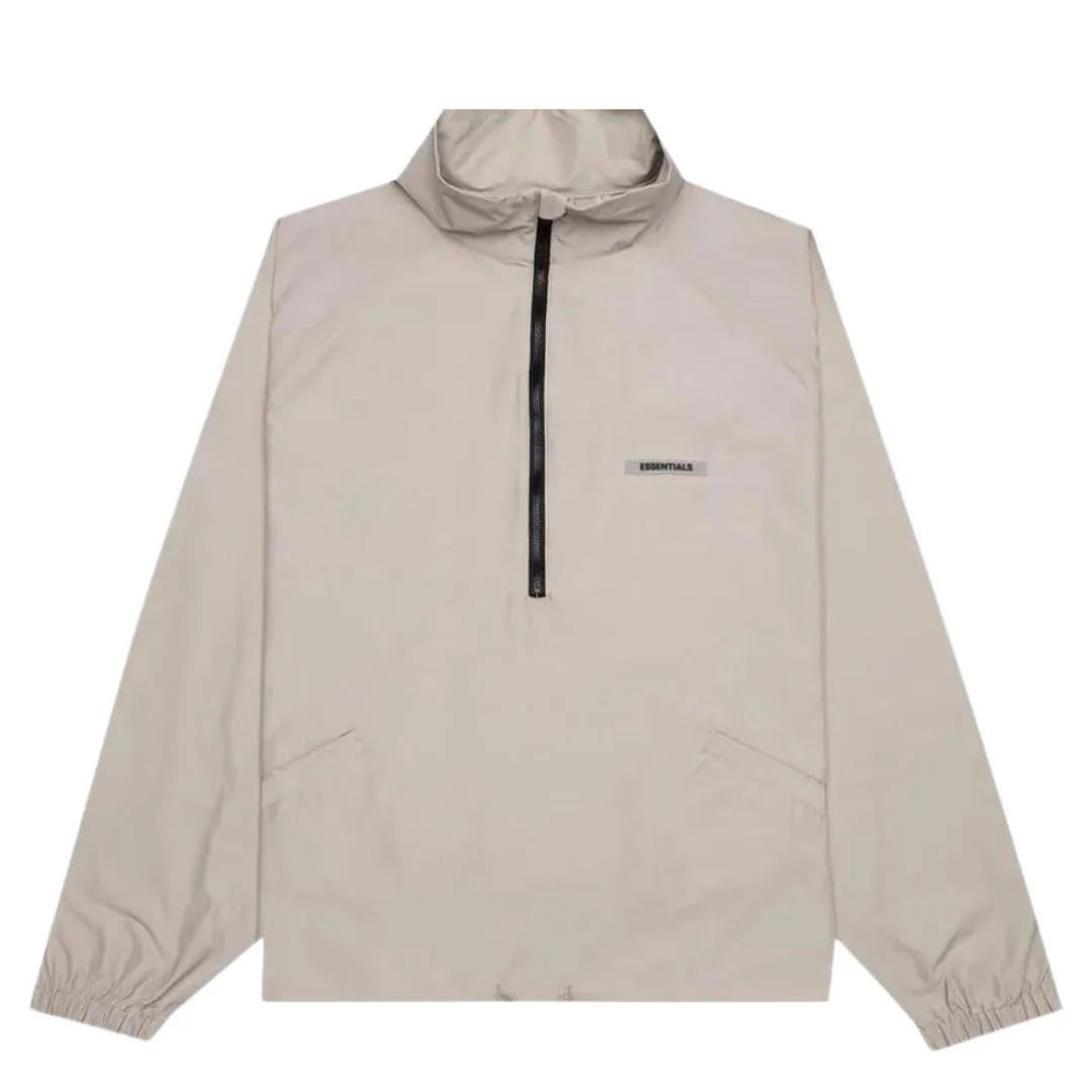 ESSENTIALS FOG NYLON HALF ZIP TRACK JACKET MOSS