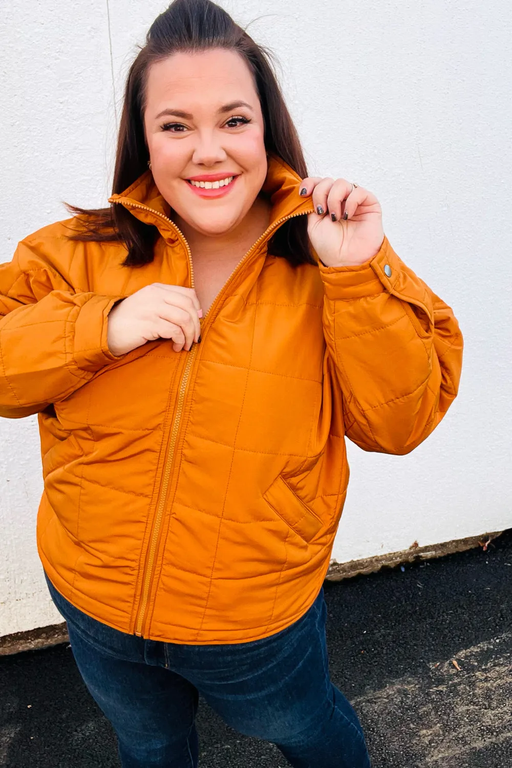 Eyes On You Butterscotch Quilted Puffer Jacket