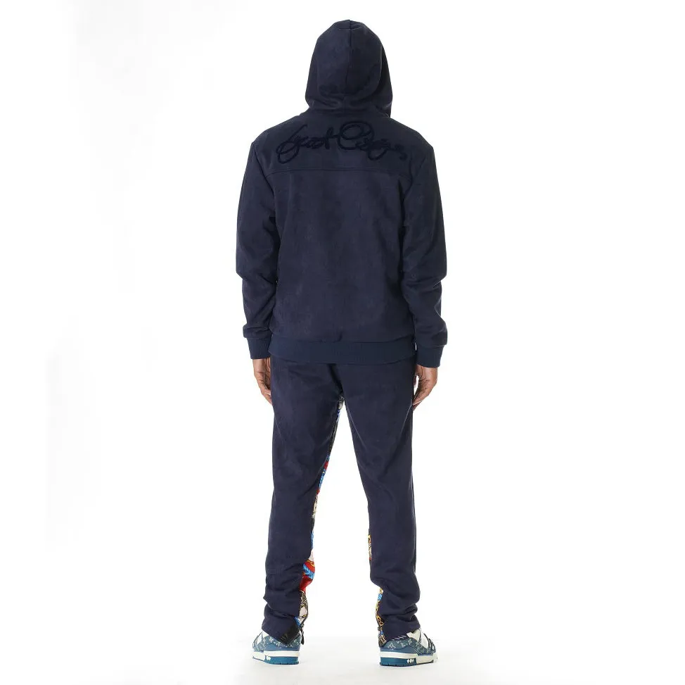 F5220 Alonzo Suede Reversible Jacket Set - Navy