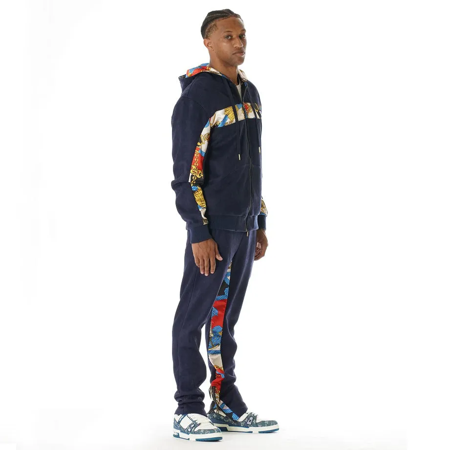 F5220 Alonzo Suede Reversible Jacket Set - Navy