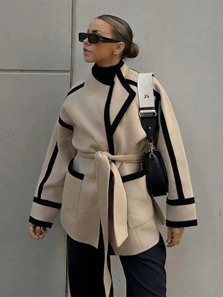 Fashion Spliced Autumn Coat For Women