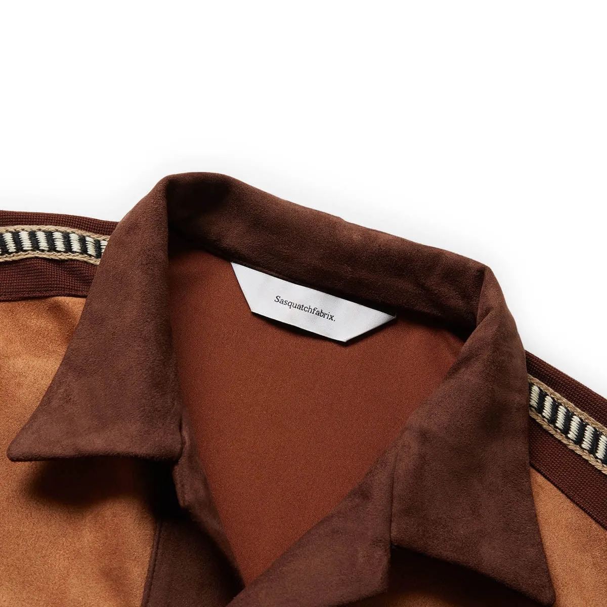 FAUX SUEDE TRACK JACKET CAMEL L