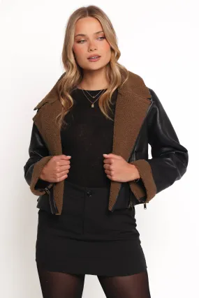 Folk Faux Leather Jacket - Black/Brown