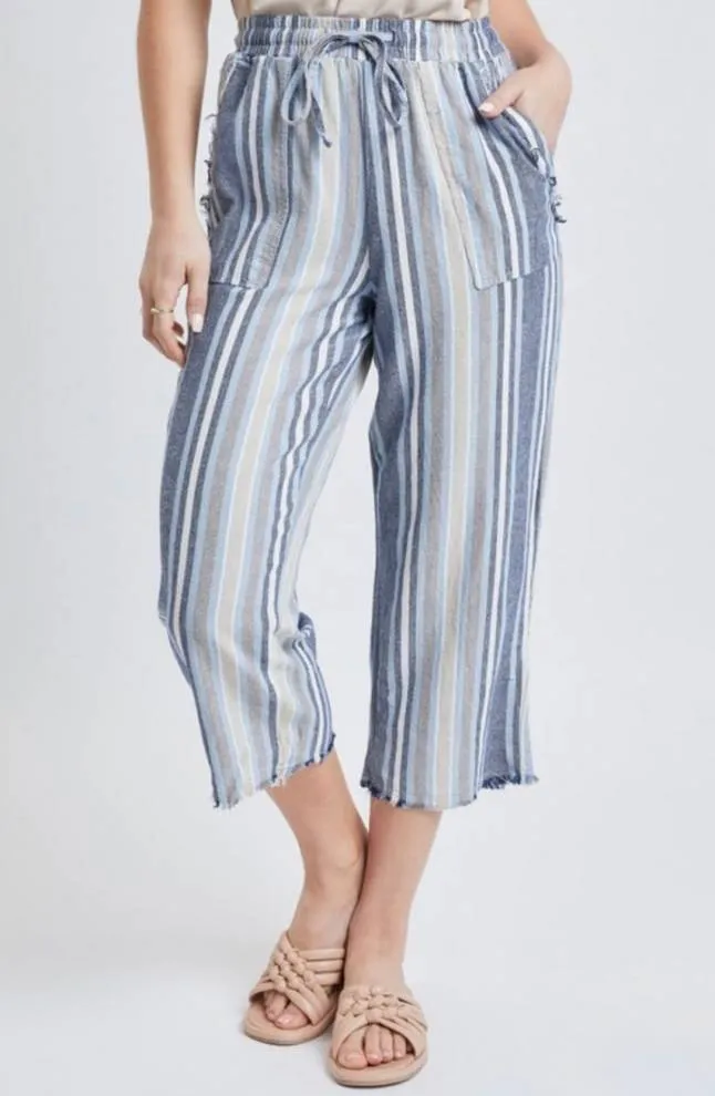 Frayed Striped Culottes