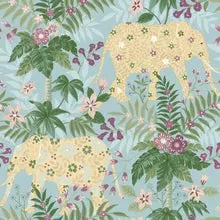 Galerie Floral Elephant Wallpaper Blue 18547