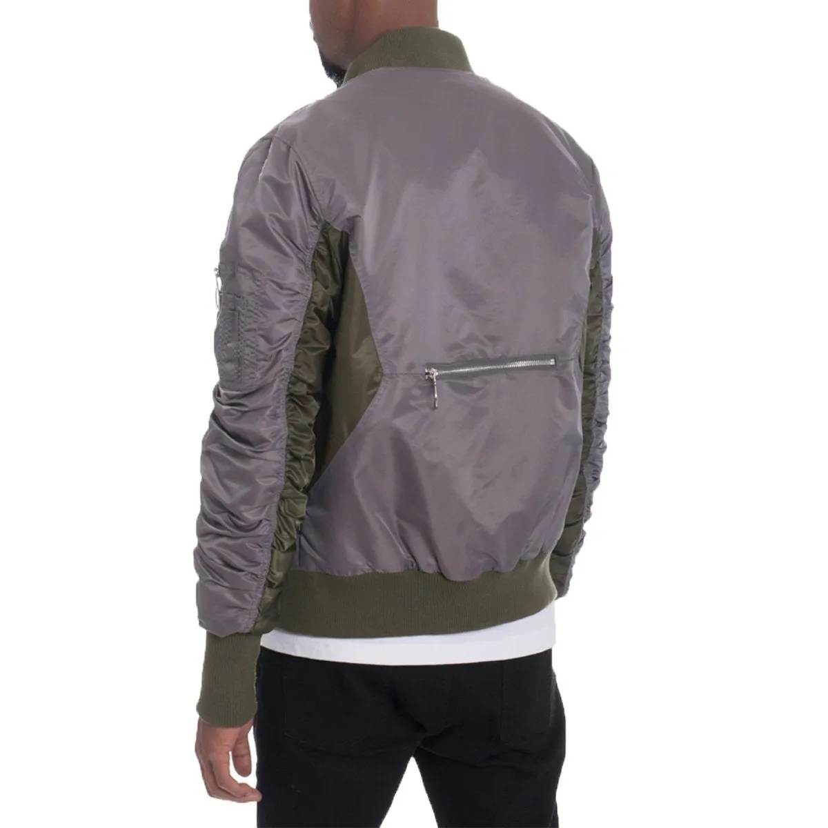 Grey Two-Tone Bomber Jacket