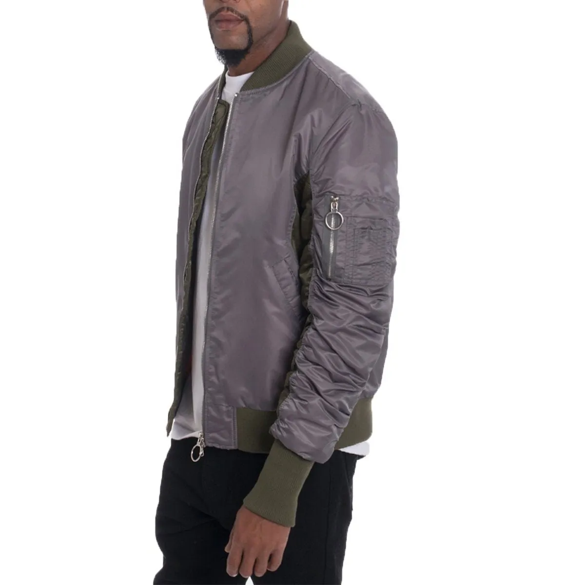 Grey Two-Tone Bomber Jacket