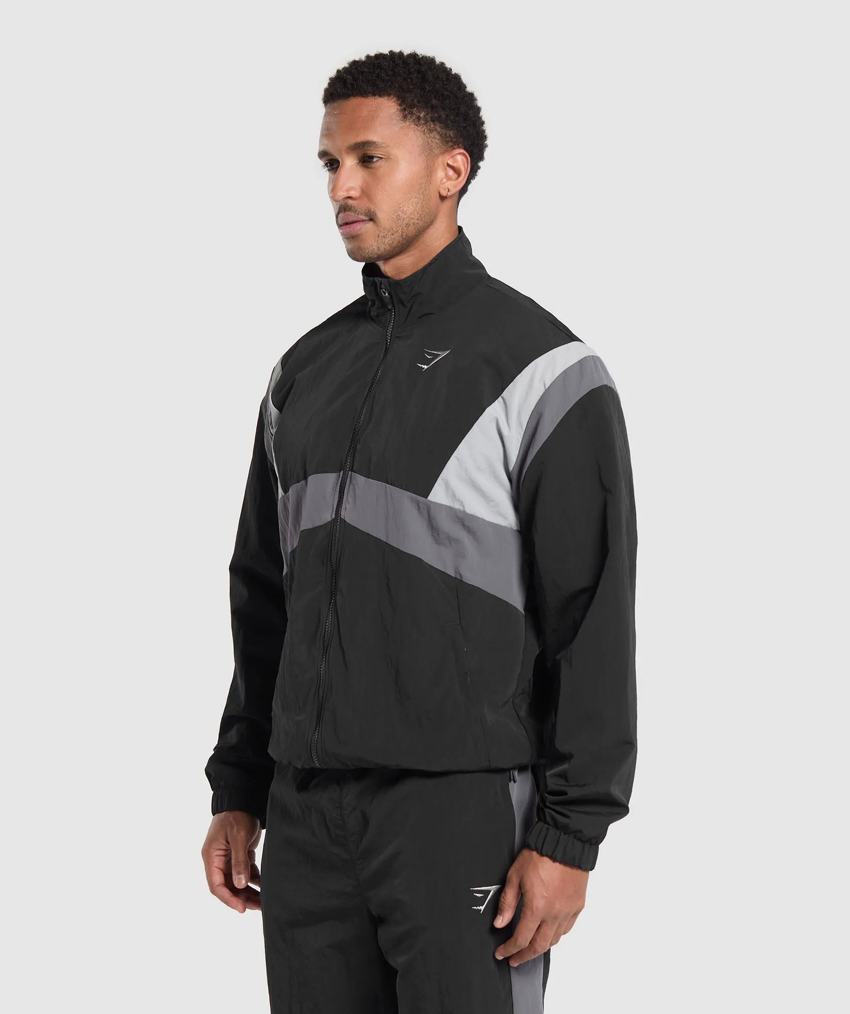 Gymshark Retro Track Jacket - Black/Dark Grey/Smokey Grey