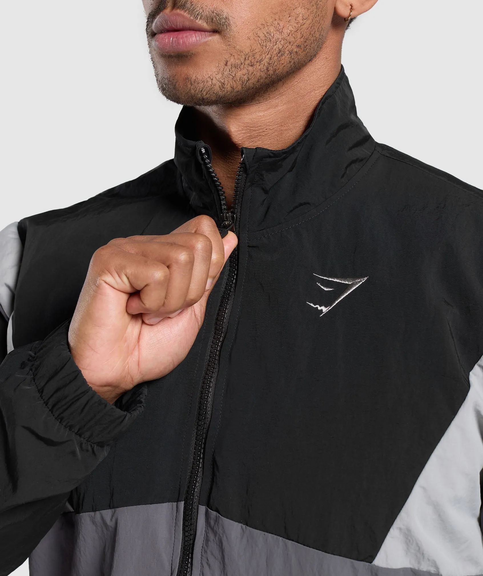 Gymshark Retro Track Jacket - Black/Dark Grey/Smokey Grey