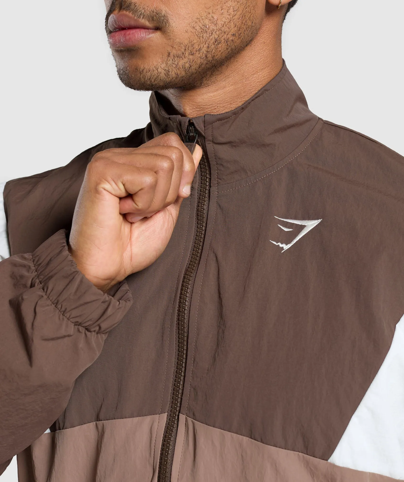 Gymshark Retro Track Jacket - Walnut Brown/Mocha Mauve/Soft White