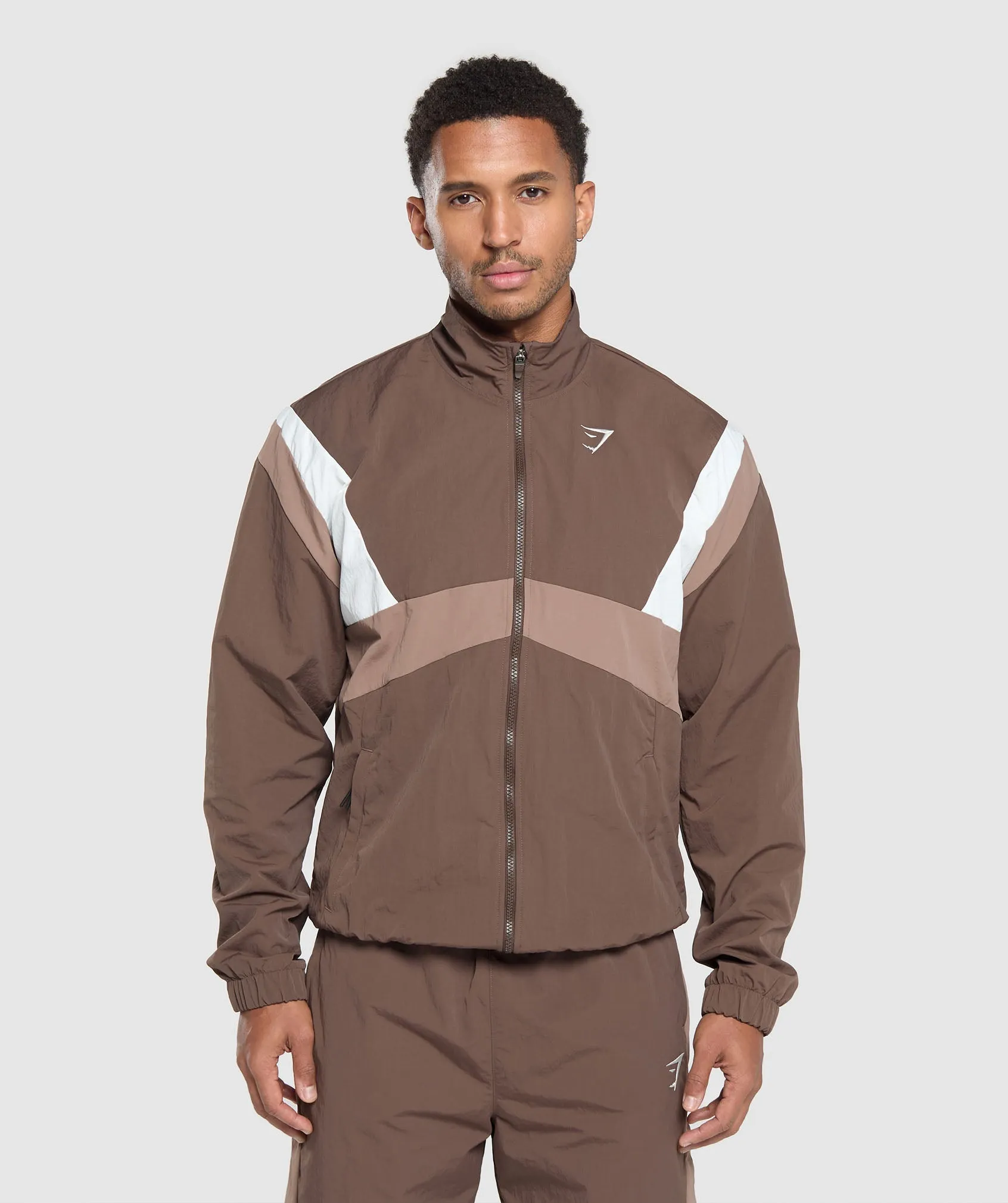 Gymshark Retro Track Jacket - Walnut Brown/Mocha Mauve/Soft White