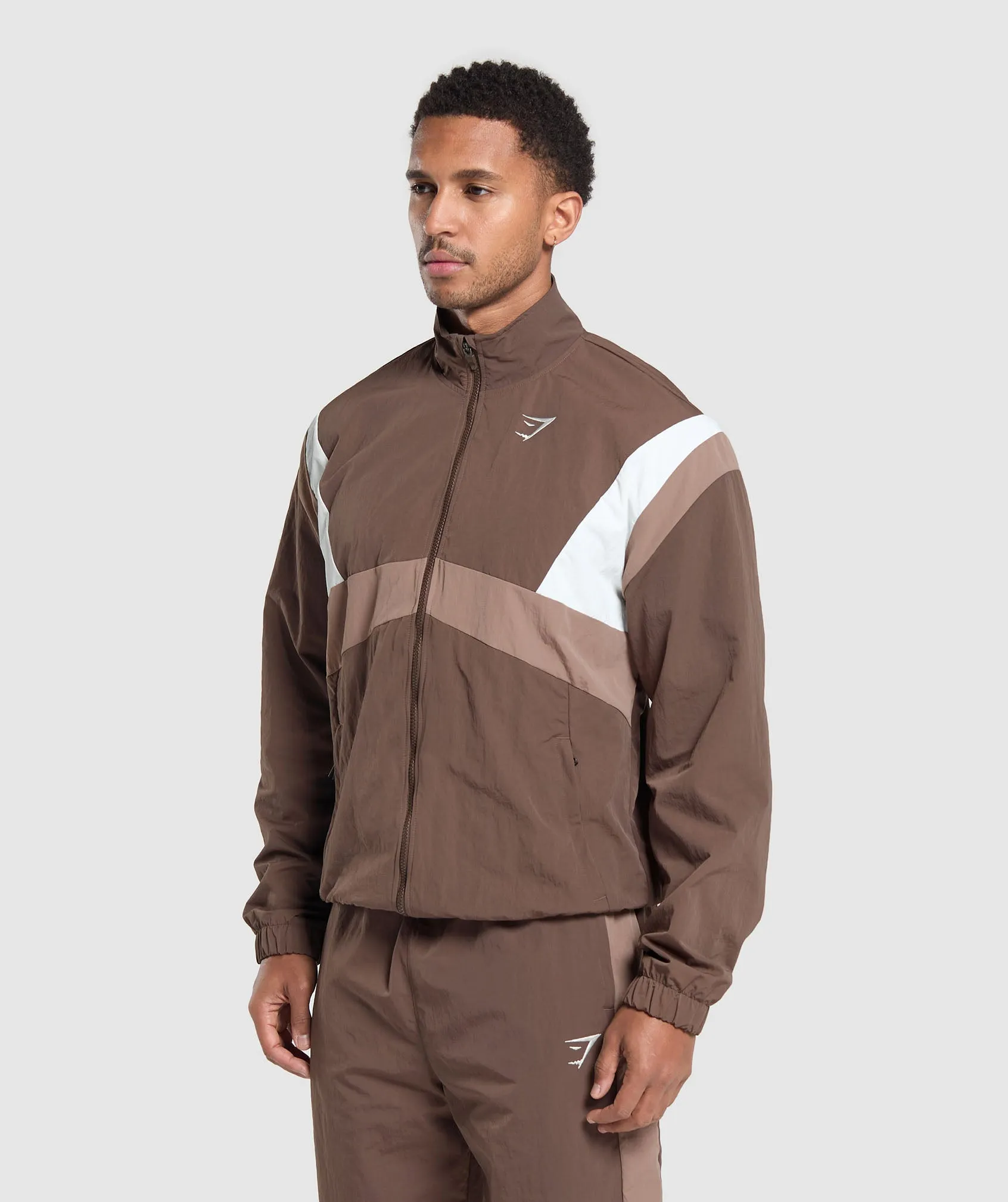 Gymshark Retro Track Jacket - Walnut Brown/Mocha Mauve/Soft White