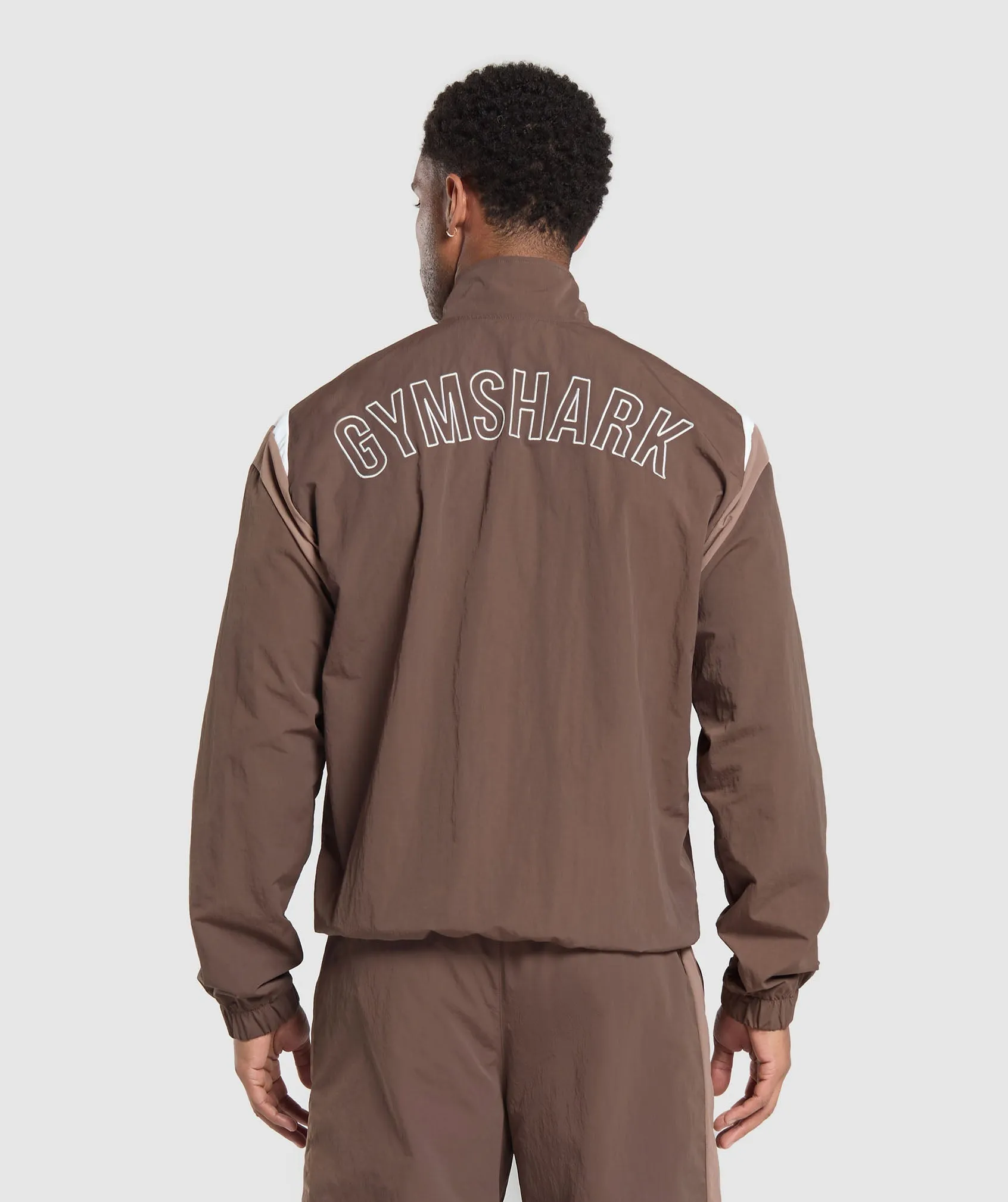 Gymshark Retro Track Jacket - Walnut Brown/Mocha Mauve/Soft White