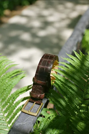 Handmade Alligator Belt in Chocolate