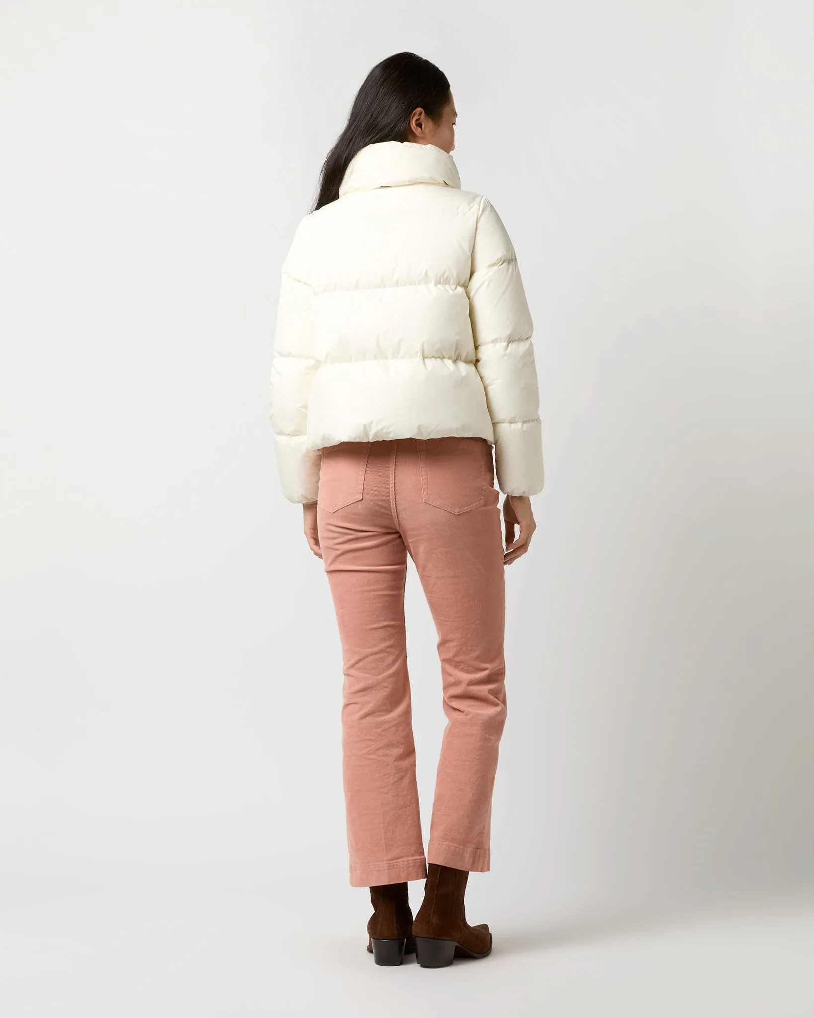 Heavy Nylon Quilted Short Jacket in White