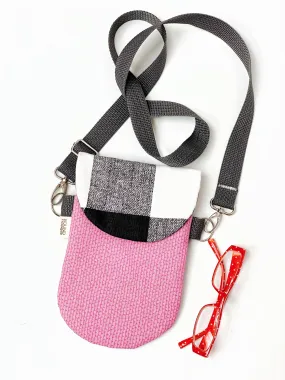 HIP Mini Small Belt Bag, Crossbody Bag, Black Checker and Pink