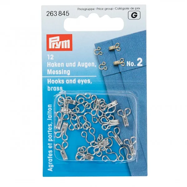 Hooks & Eyes Silver Coloured 12 Pairs - Prym