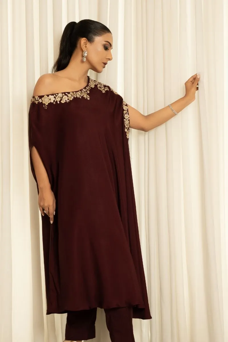 Insia Sohail - Kaftan - Plum - silk - 2 Piece