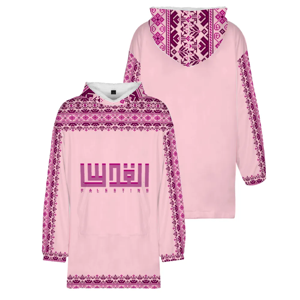 Jerusalem Oversized Double-layer Plush Long Hoodie