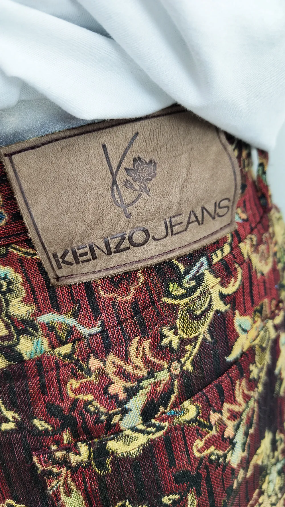 Kenzo Vintage Mens Tapestry Slim Leg Pants, 1990s