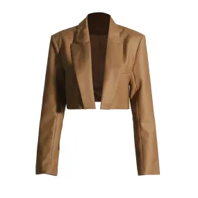 Korean Fashion Autumn Blazer For Women Notched Single Breasted Solid Minimalist Casual Blazers Female Clothing