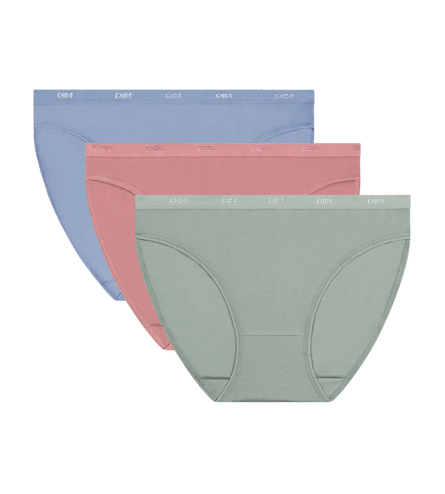 Lot de 3 slips femme en coton Gris Rose Vert Les Pockets EcoDim