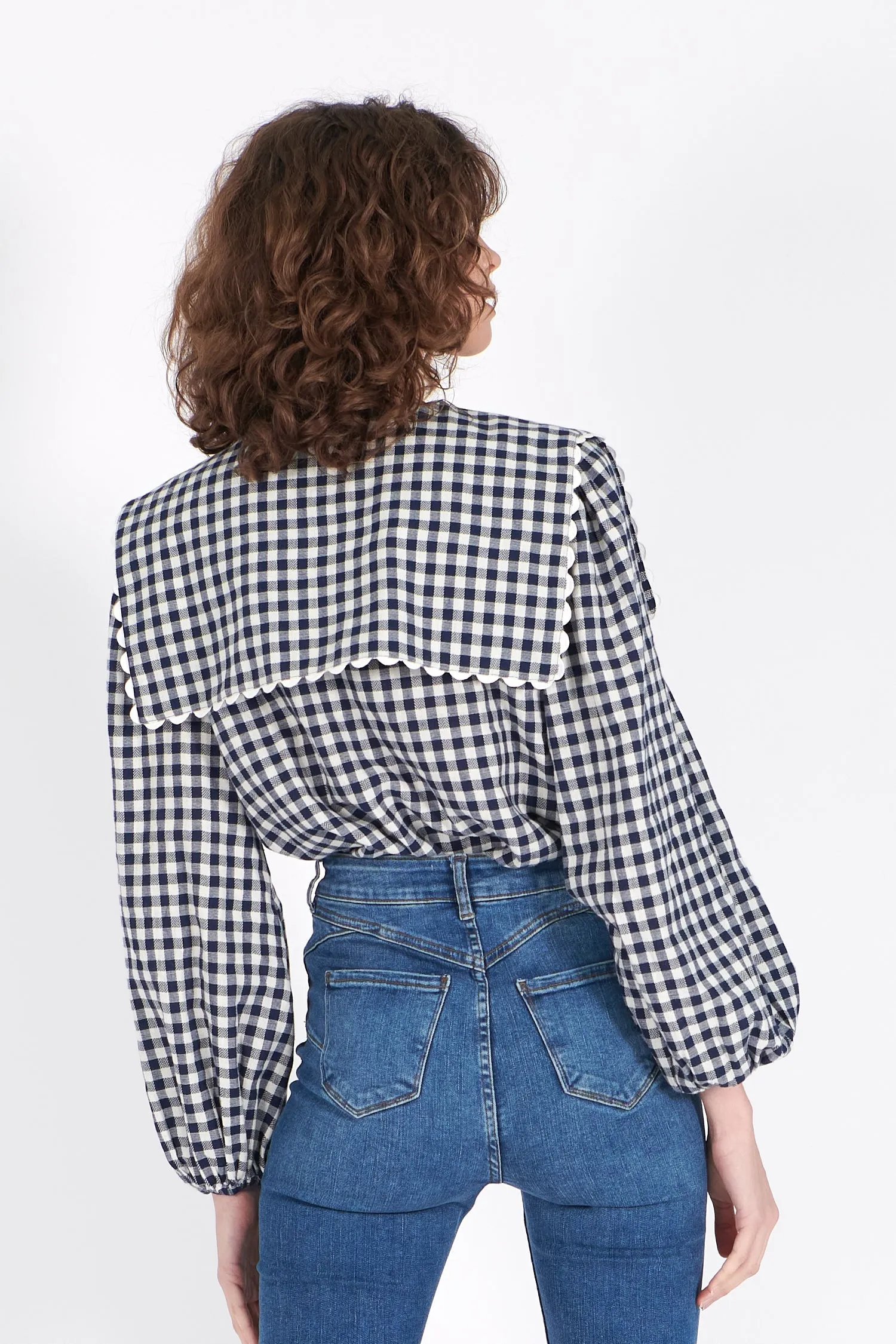 Mabel Top in Indigo Gingham