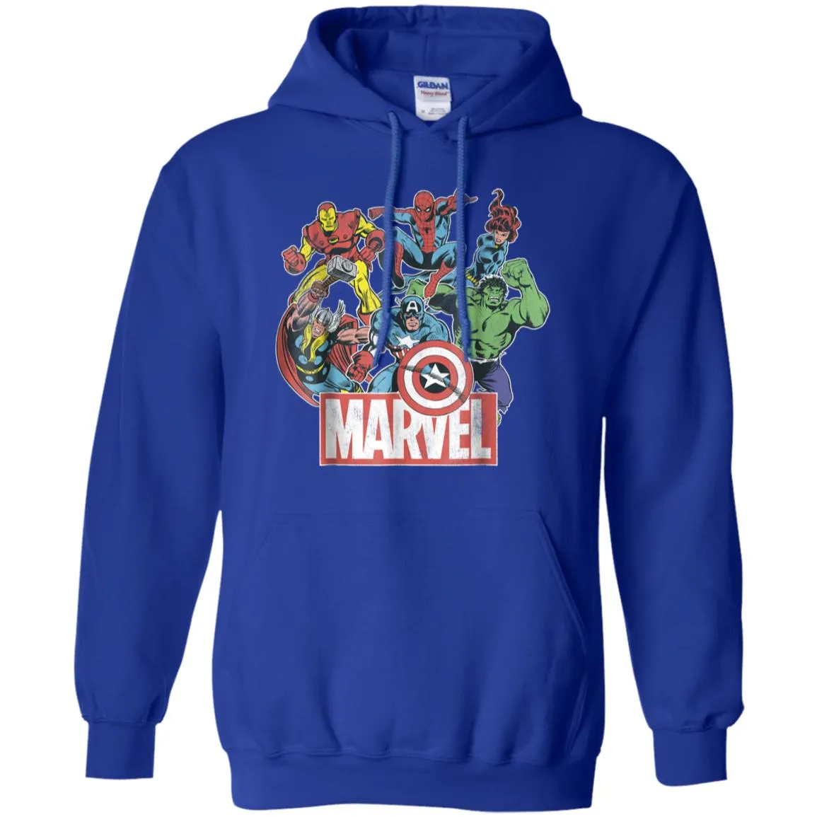 Marvel Avengers Team Retro Comic Vintage Graphic Pullover Hoodie Sweatshirt