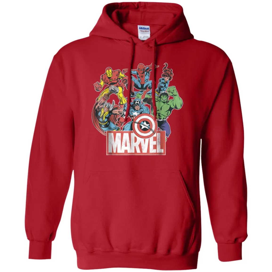 Marvel Avengers Team Retro Comic Vintage Graphic Pullover Hoodie Sweatshirt