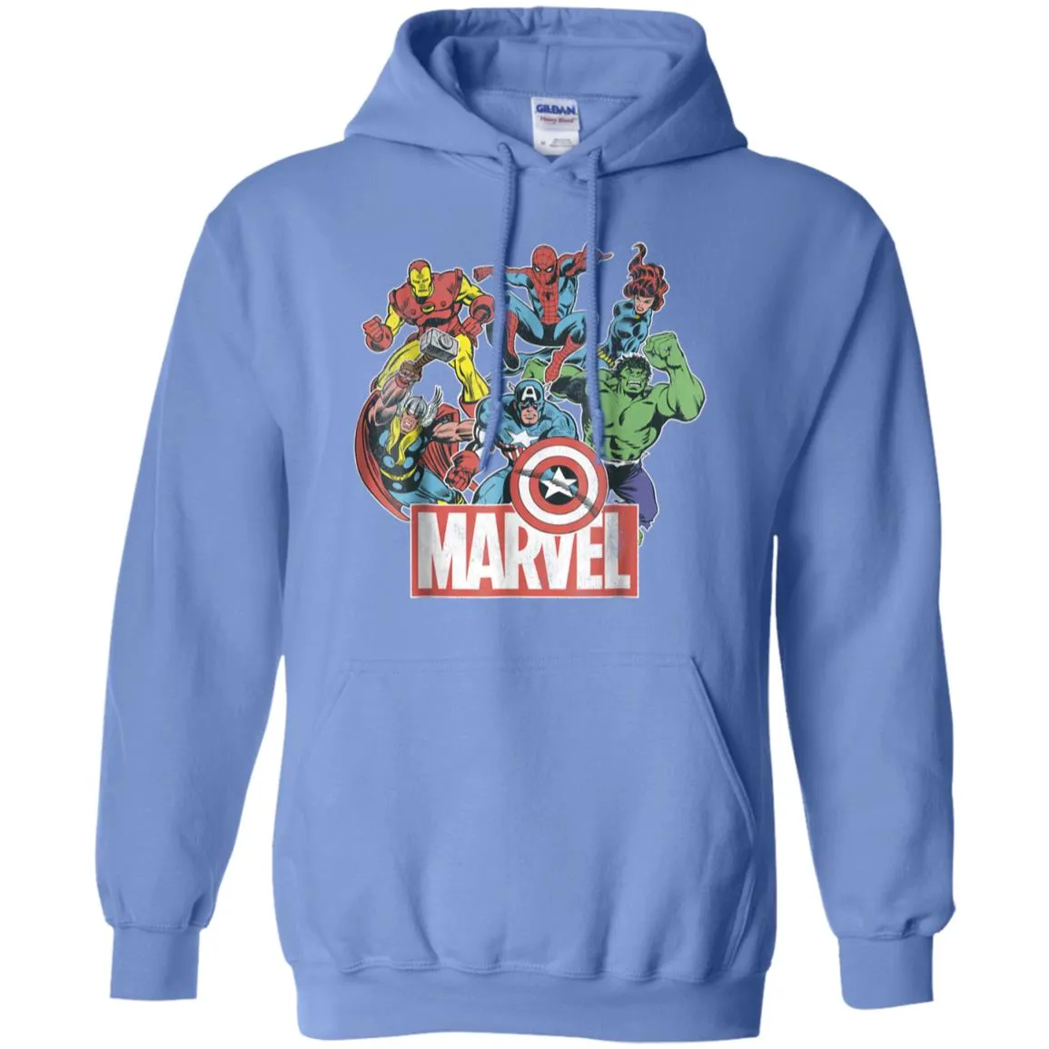 Marvel Avengers Team Retro Comic Vintage Graphic Pullover Hoodie Sweatshirt