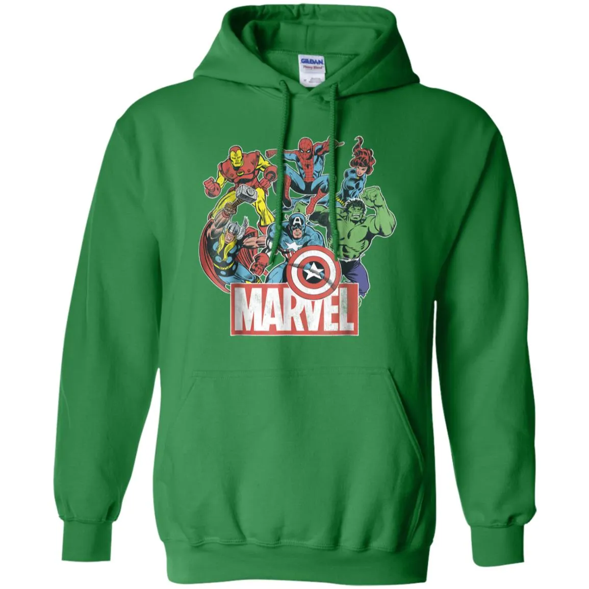 Marvel Avengers Team Retro Comic Vintage Graphic Pullover Hoodie Sweatshirt