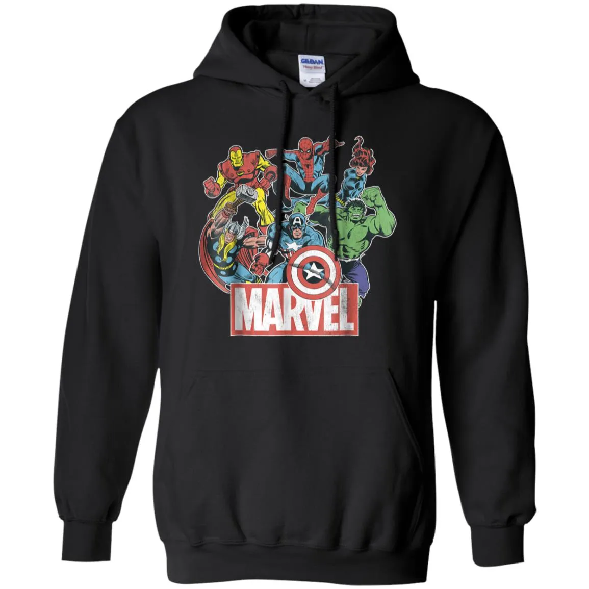 Marvel Avengers Team Retro Comic Vintage Graphic Pullover Hoodie Sweatshirt