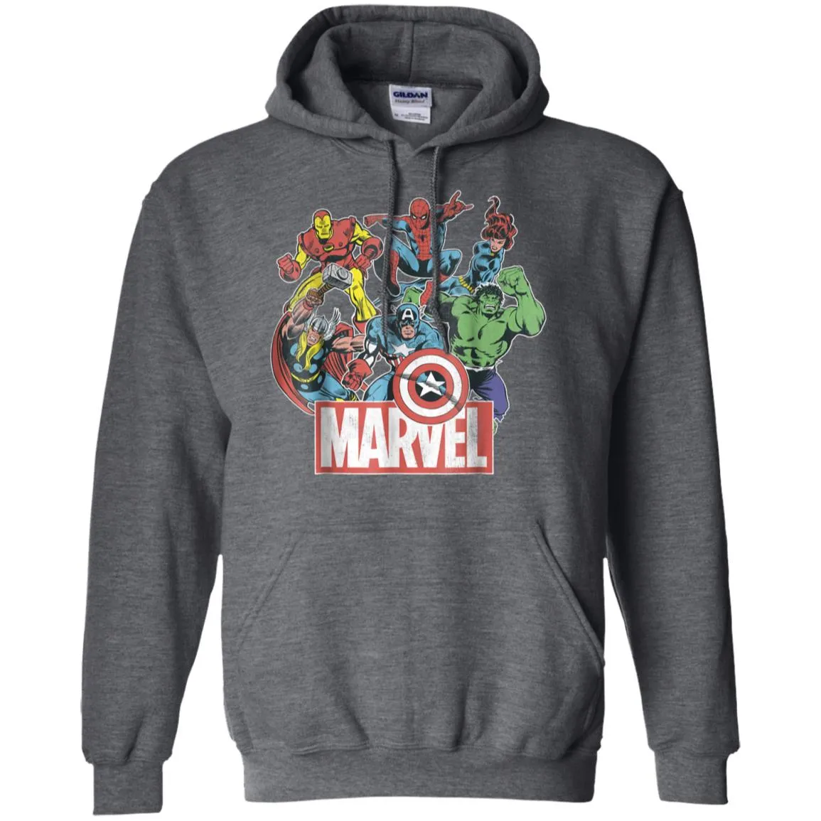 Marvel Avengers Team Retro Comic Vintage Graphic Pullover Hoodie Sweatshirt