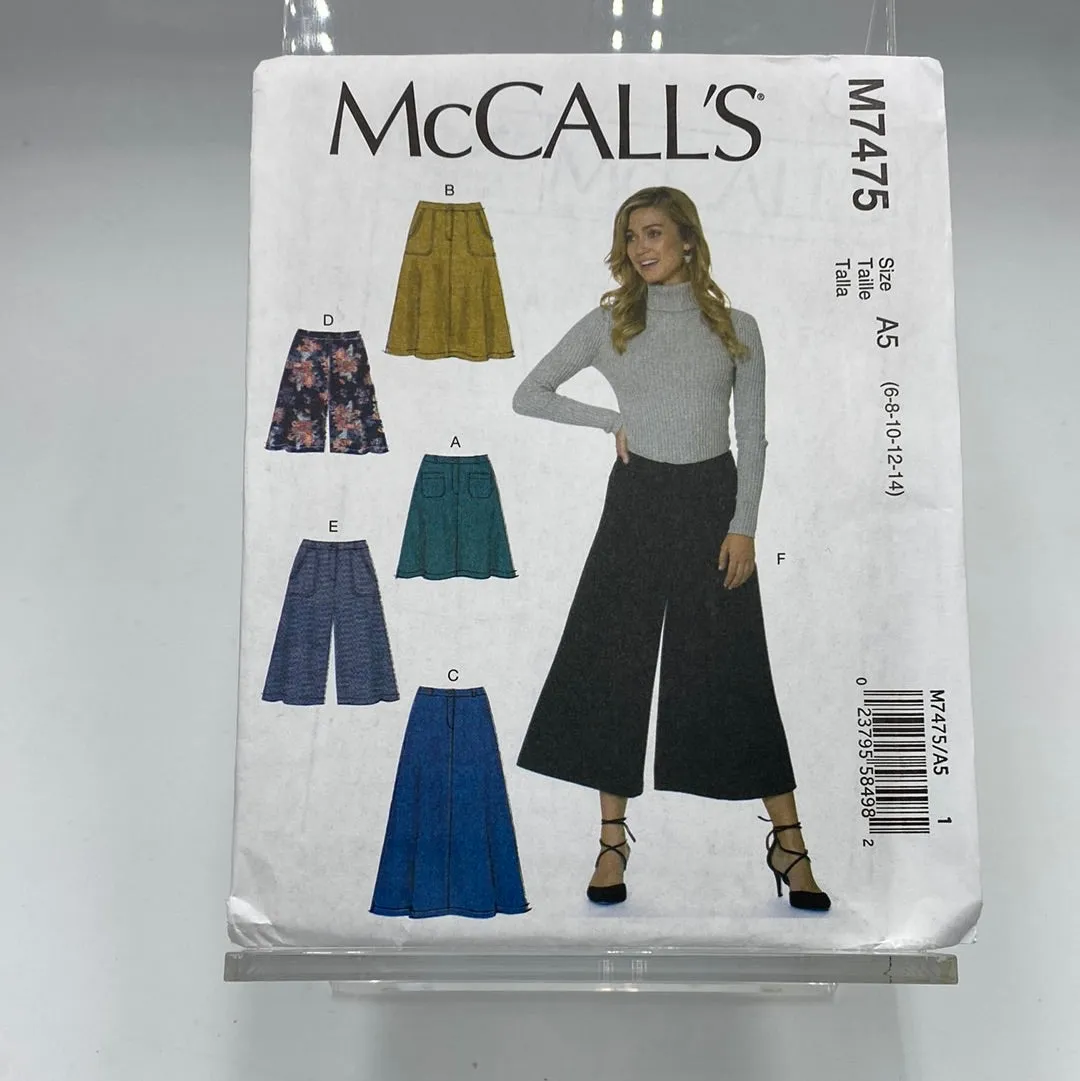 MCCALL'S Pattern, Skirts, Shorts, Culottes (PMC7475)