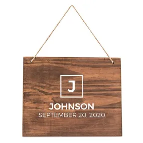 MEDIUM PERSONALIZED WOODEN WEDDING SIGN - NATURAL - BLOCK PRINT