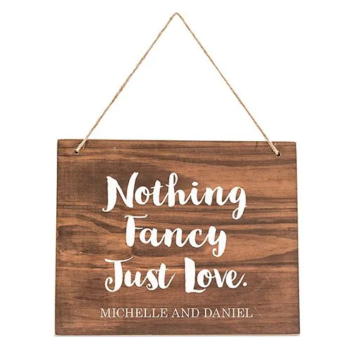 MEDIUM PERSONALIZED WOODEN WEDDING SIGN - NATURAL - SCRIPT PRINT