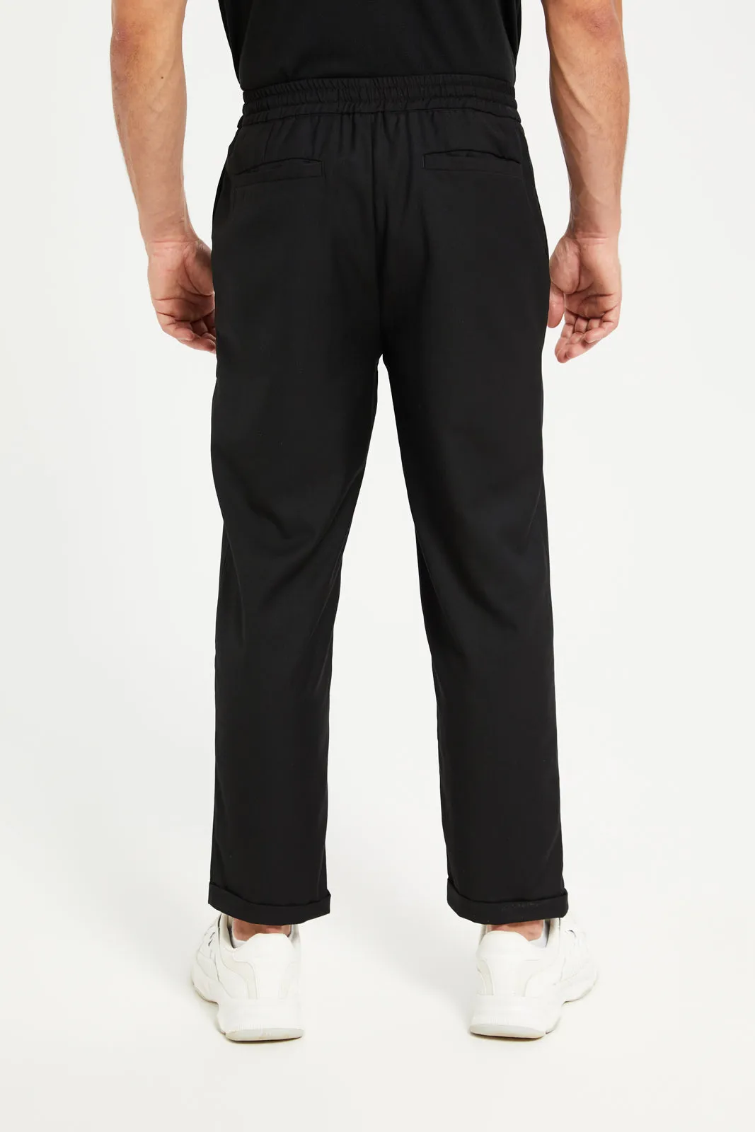 Men Black Solid Active Pants