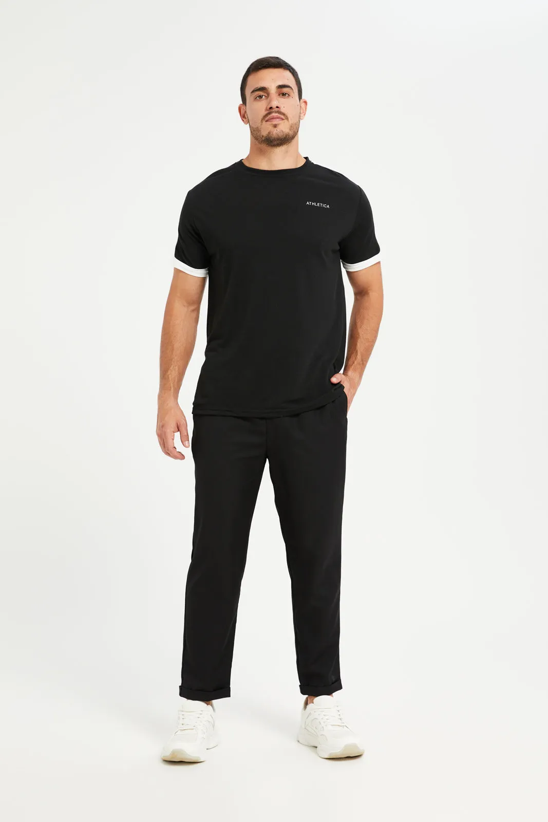 Men Black Solid Active Pants