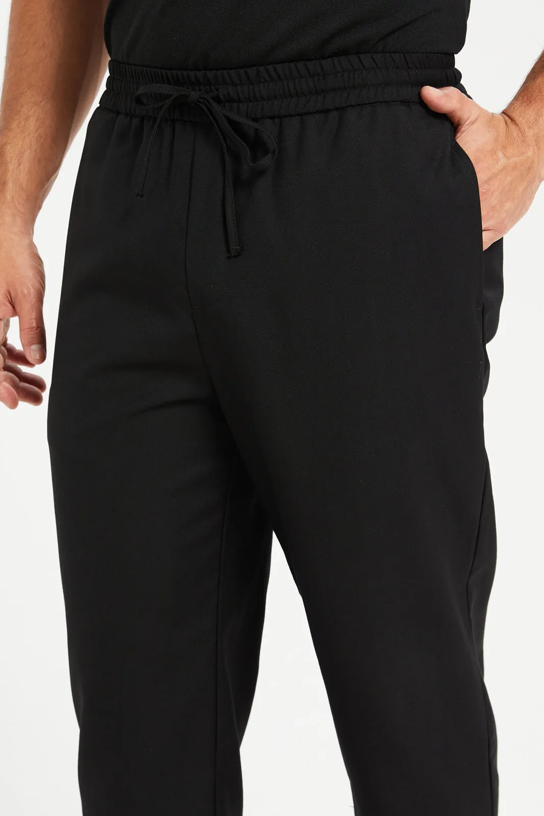 Men Black Solid Active Pants