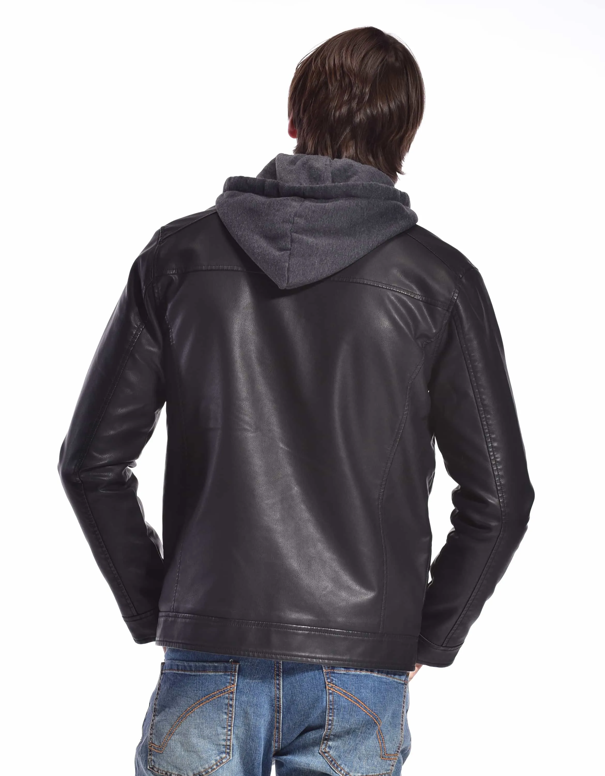 MEN'S ACE SHERPA LINED RAGING PU HOODIE JACKET