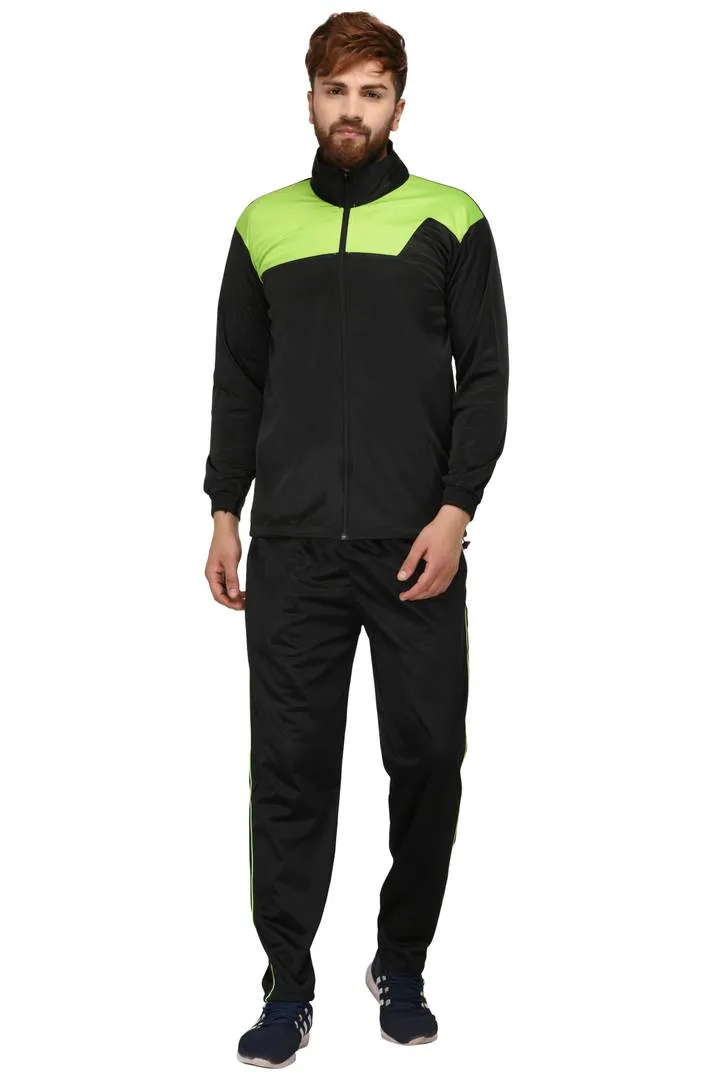 Men's Black Colourblocked Polyester Track Jacket