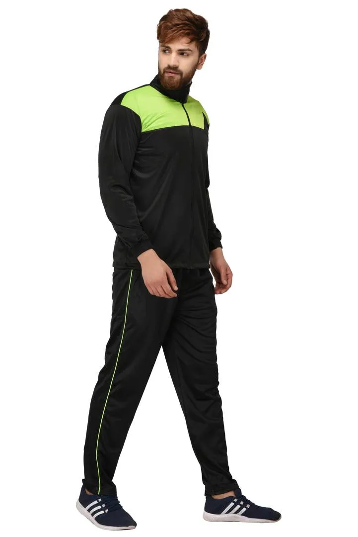 Men's Black Colourblocked Polyester Track Jacket