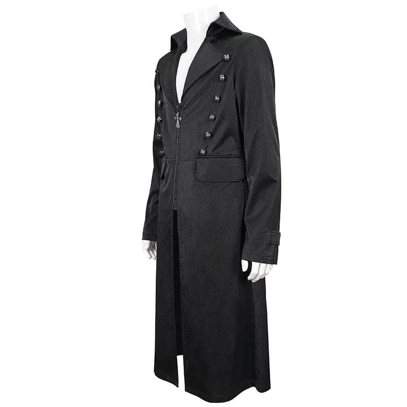 Men's Gothic Turn-down Collar Cross Zipper Coat