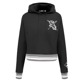 MLB CHICAGO WHITE SOX MASHUP WOMEN'S RIB CROPPED PO HOODIE (BLACK/GRAY)