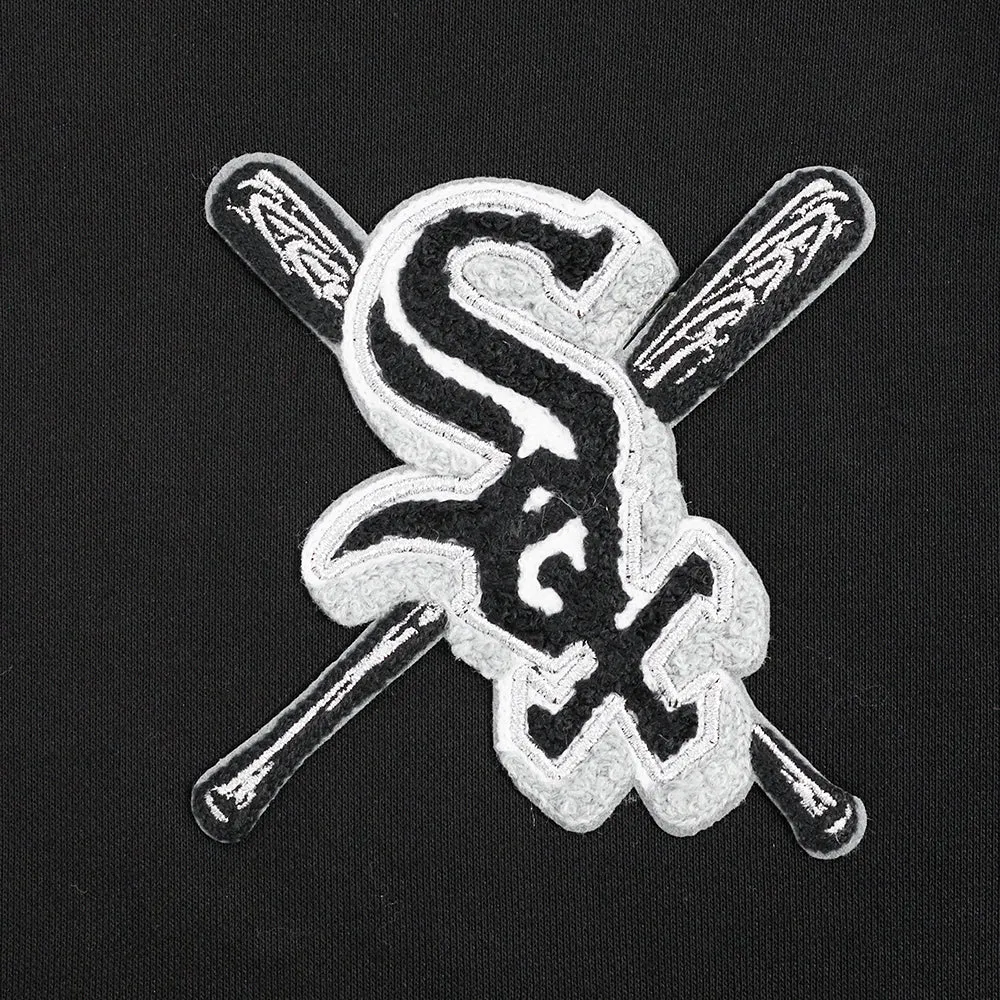 MLB CHICAGO WHITE SOX MASHUP WOMEN'S RIB CROPPED PO HOODIE (BLACK/GRAY)