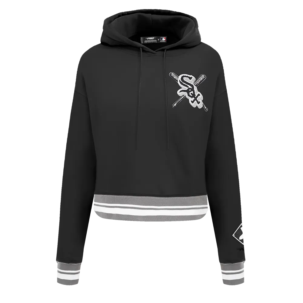 MLB CHICAGO WHITE SOX MASHUP WOMEN'S RIB CROPPED PO HOODIE (BLACK/GRAY)