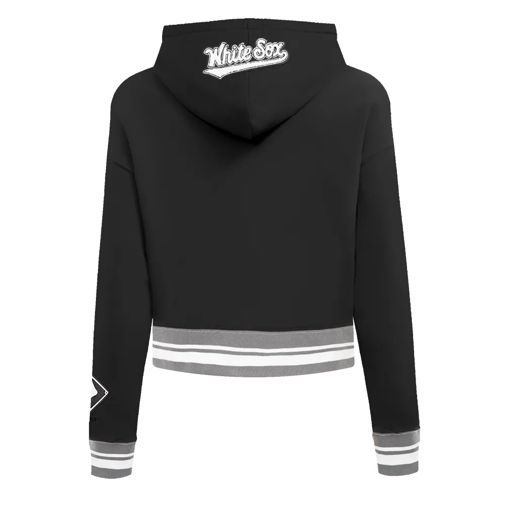 MLB CHICAGO WHITE SOX MASHUP WOMEN'S RIB CROPPED PO HOODIE (BLACK/GRAY)