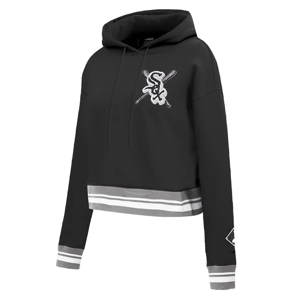 MLB CHICAGO WHITE SOX MASHUP WOMEN'S RIB CROPPED PO HOODIE (BLACK/GRAY)